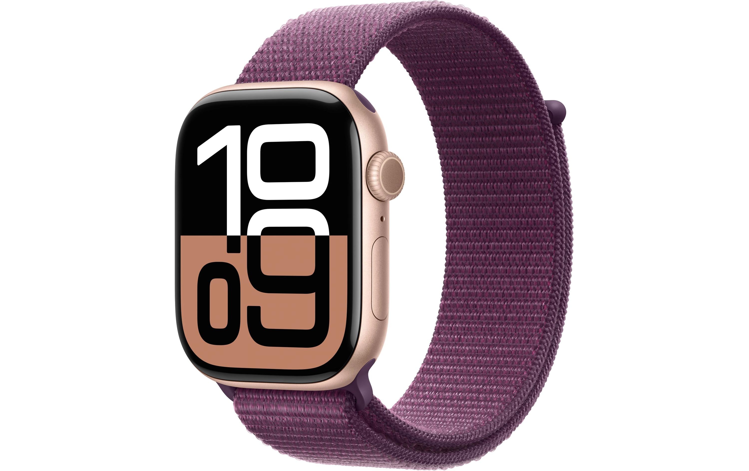 Apple Watch S10 CEL 46 Rose Gold Alu Loop mit Plum Sport Loop