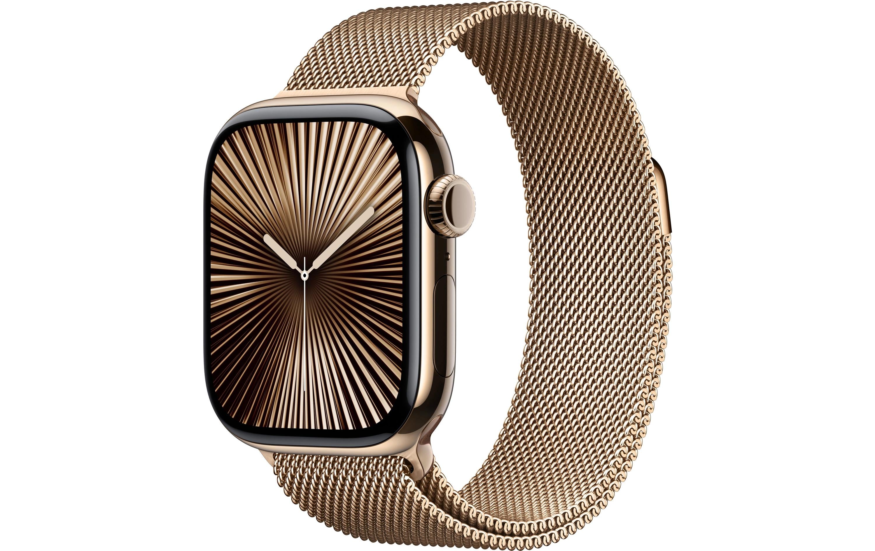 Apple Watch S10 CEL 42 Gold Titaniu Loop mit Gold Milanese Loop