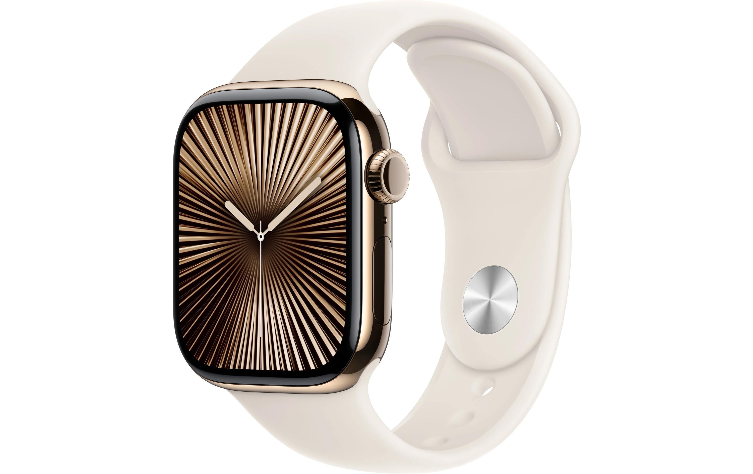 Apple Watch S10 CEL 42 Gold Titanium M mit Starlight Sport Band - M/L