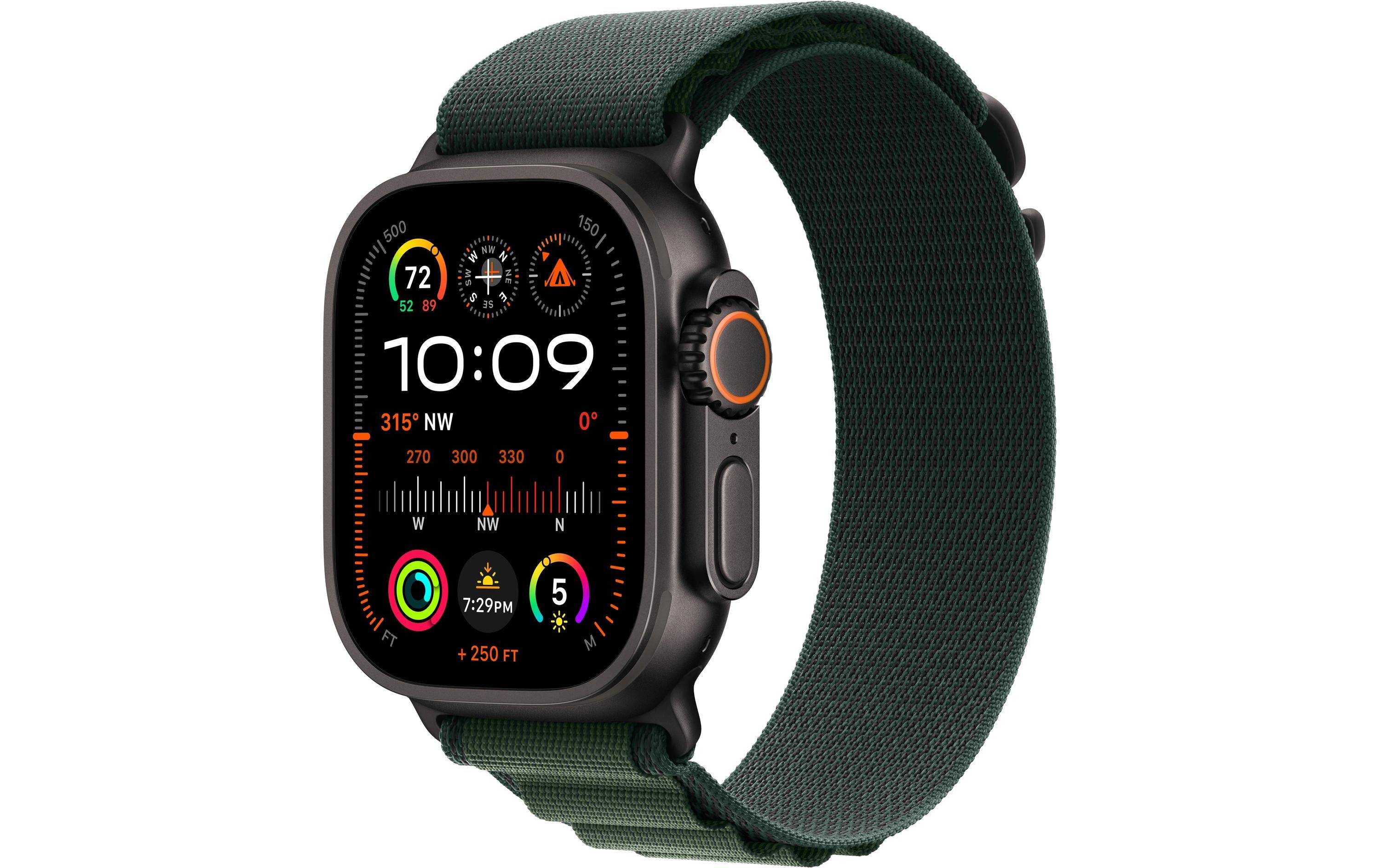 Apple Watch Ultra 2 2024 Black Titanium mit Dark Green Alpine Loop - Large