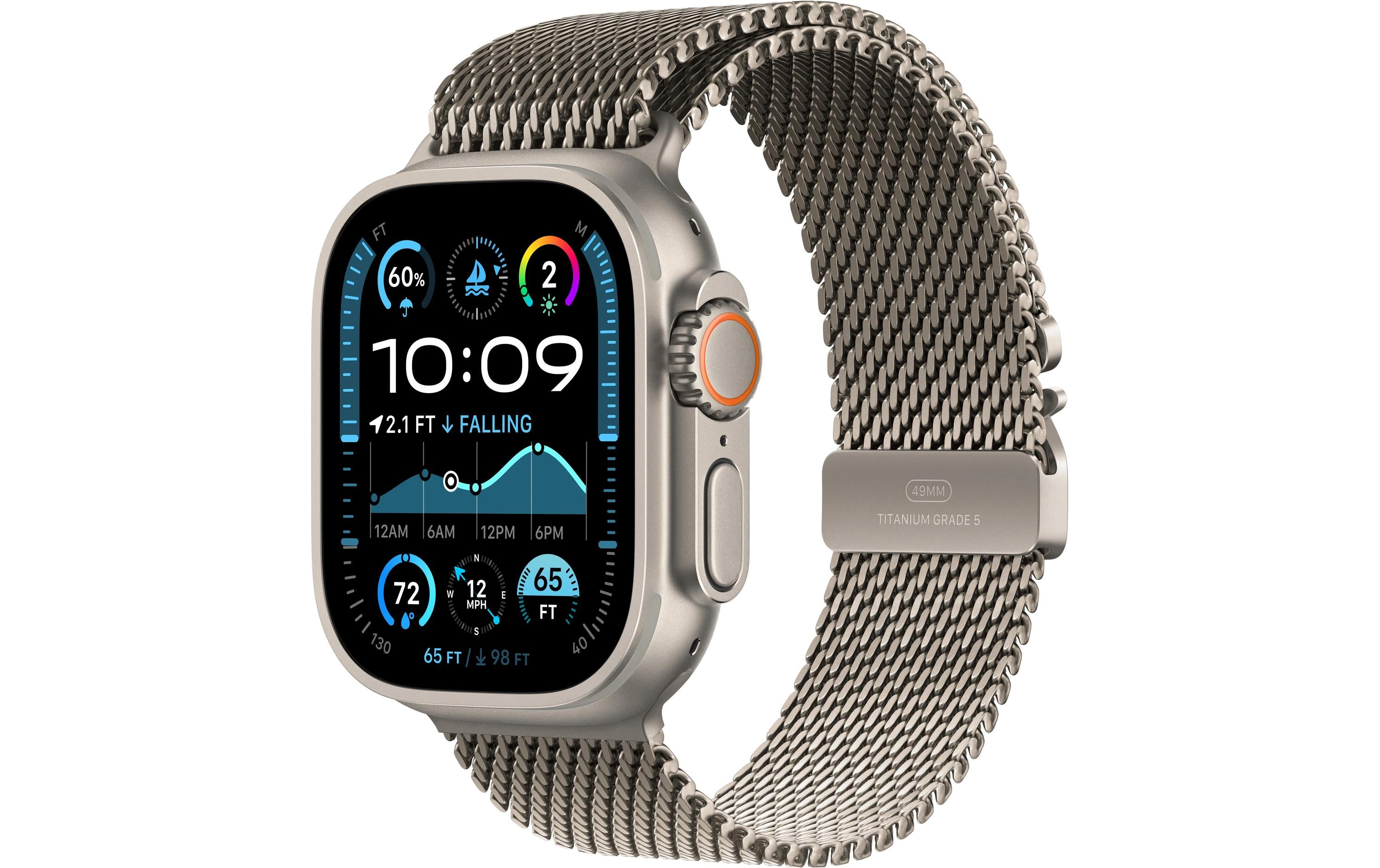 Apple Watch Ultra 2 2024 Natural Titanium mit Natural Titanium Milanese Loop - L