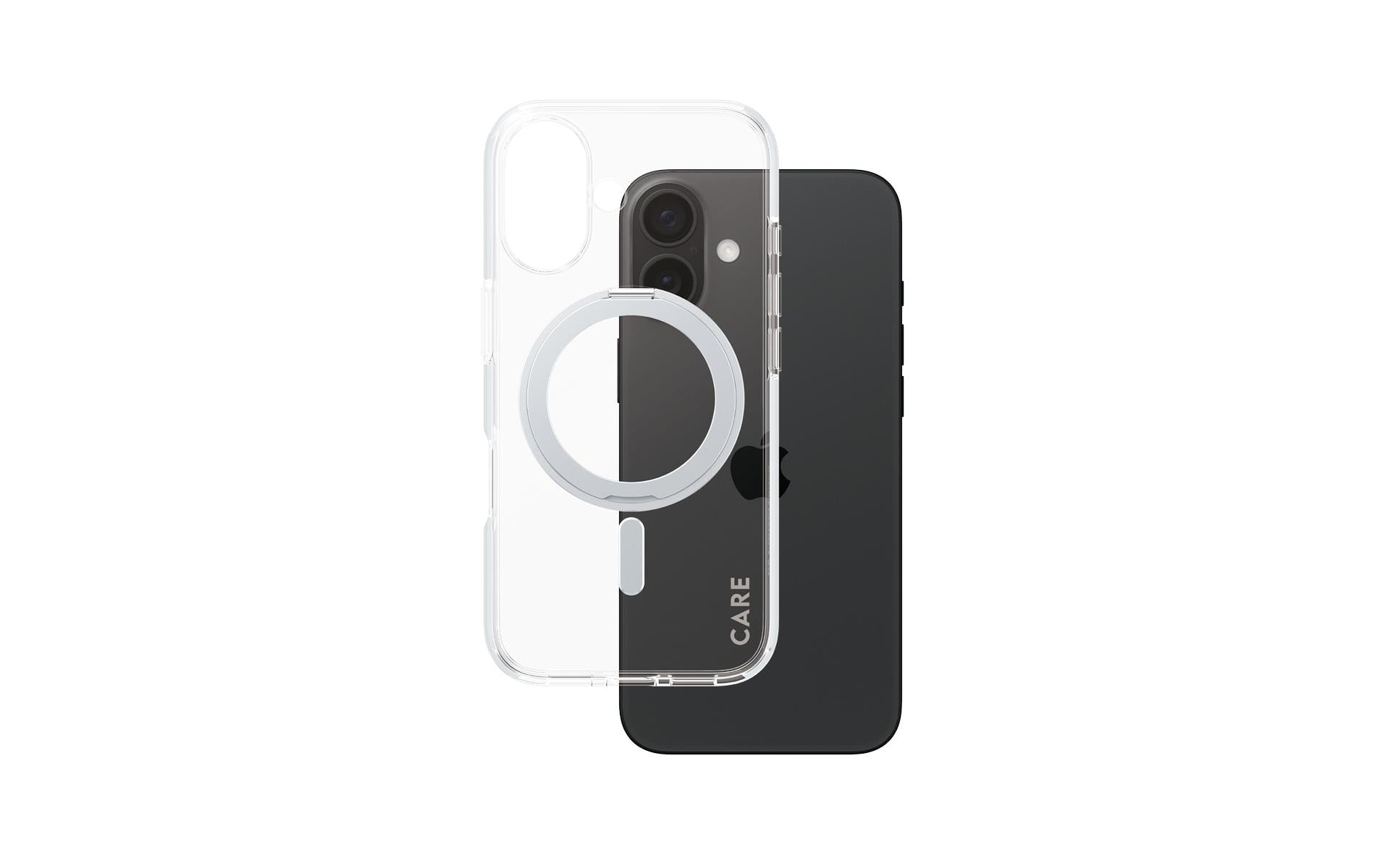 CARE Backcover Feature Kickstand Silver fürs iPhone 16, mit MagSafe