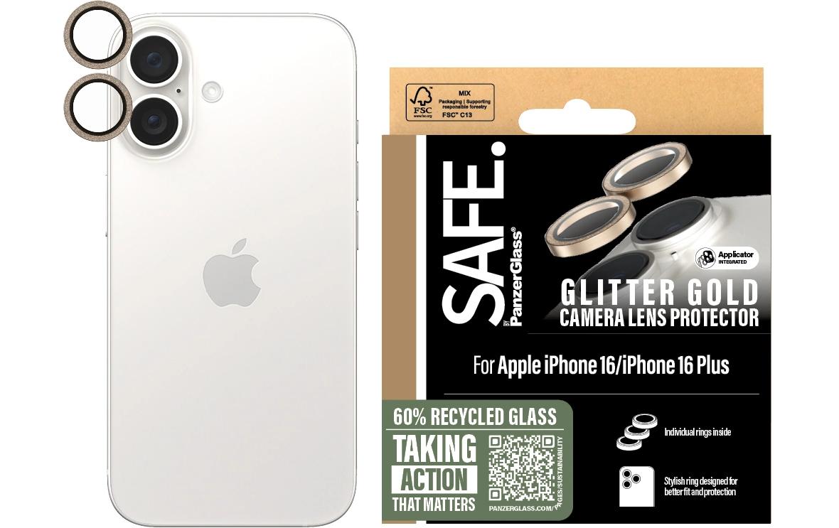 SAFE. Camera Lens Protector Glitter Gold fürs iPhone 16 & 16 Plus