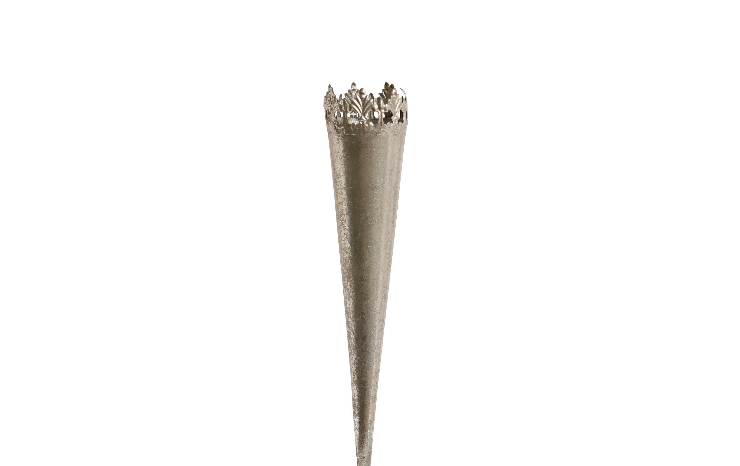 COCON Teelichthalter Tüte, 5x24cm silber, Eisen, Shabby Chic Look