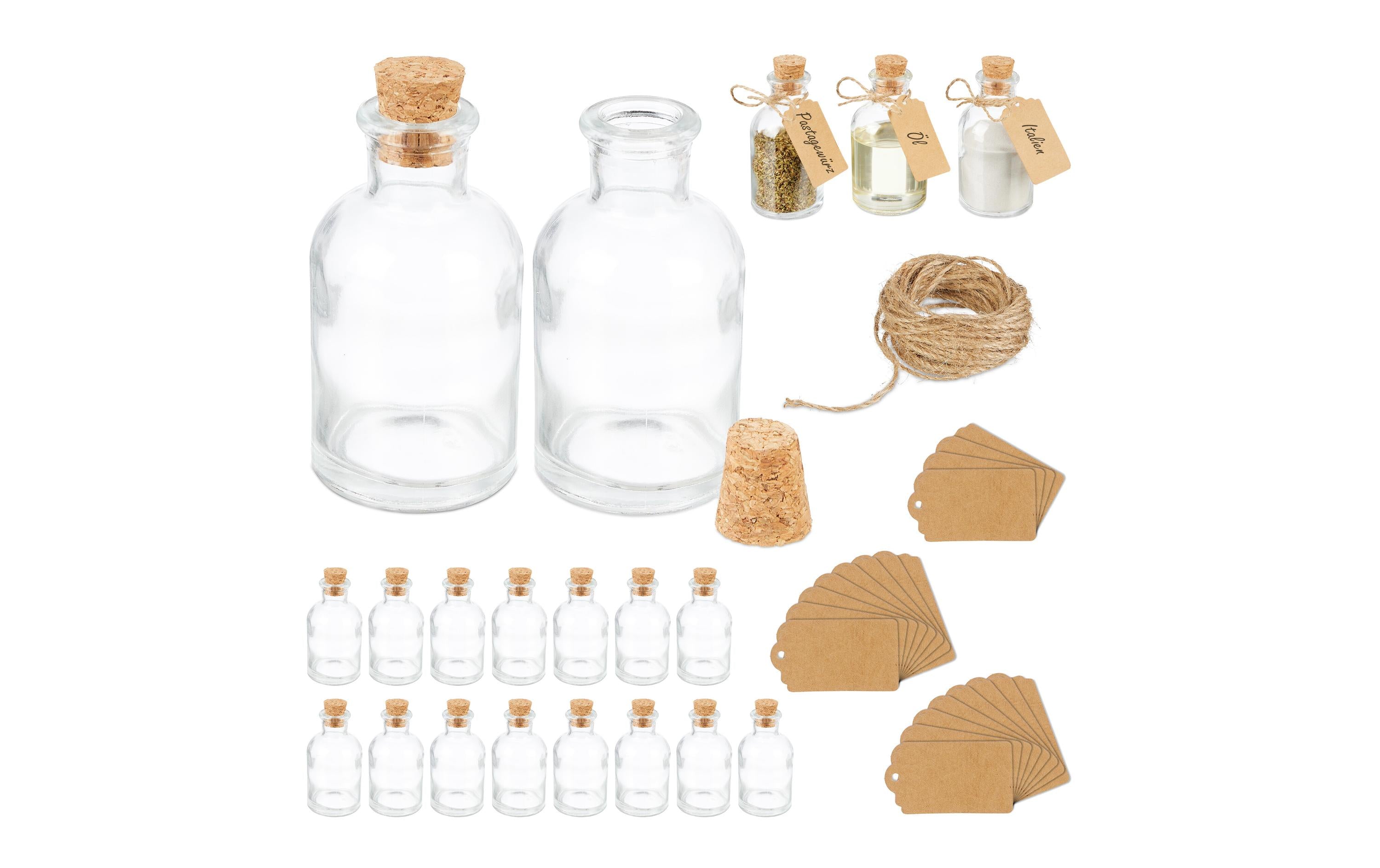 relaxdays Einmachflaschen 60ml Set mit 20 Flaschen