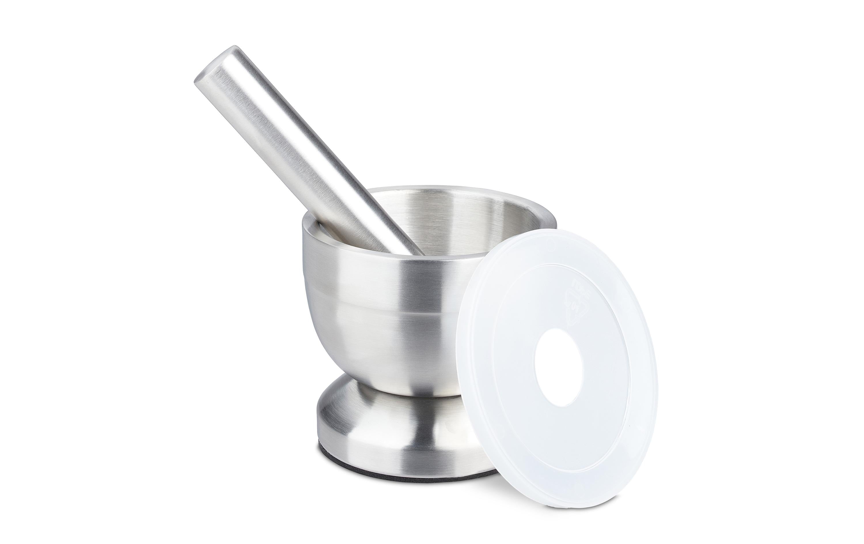 relaxdays Mörser mit Stössel 10 cm Edelstahl, 200ml