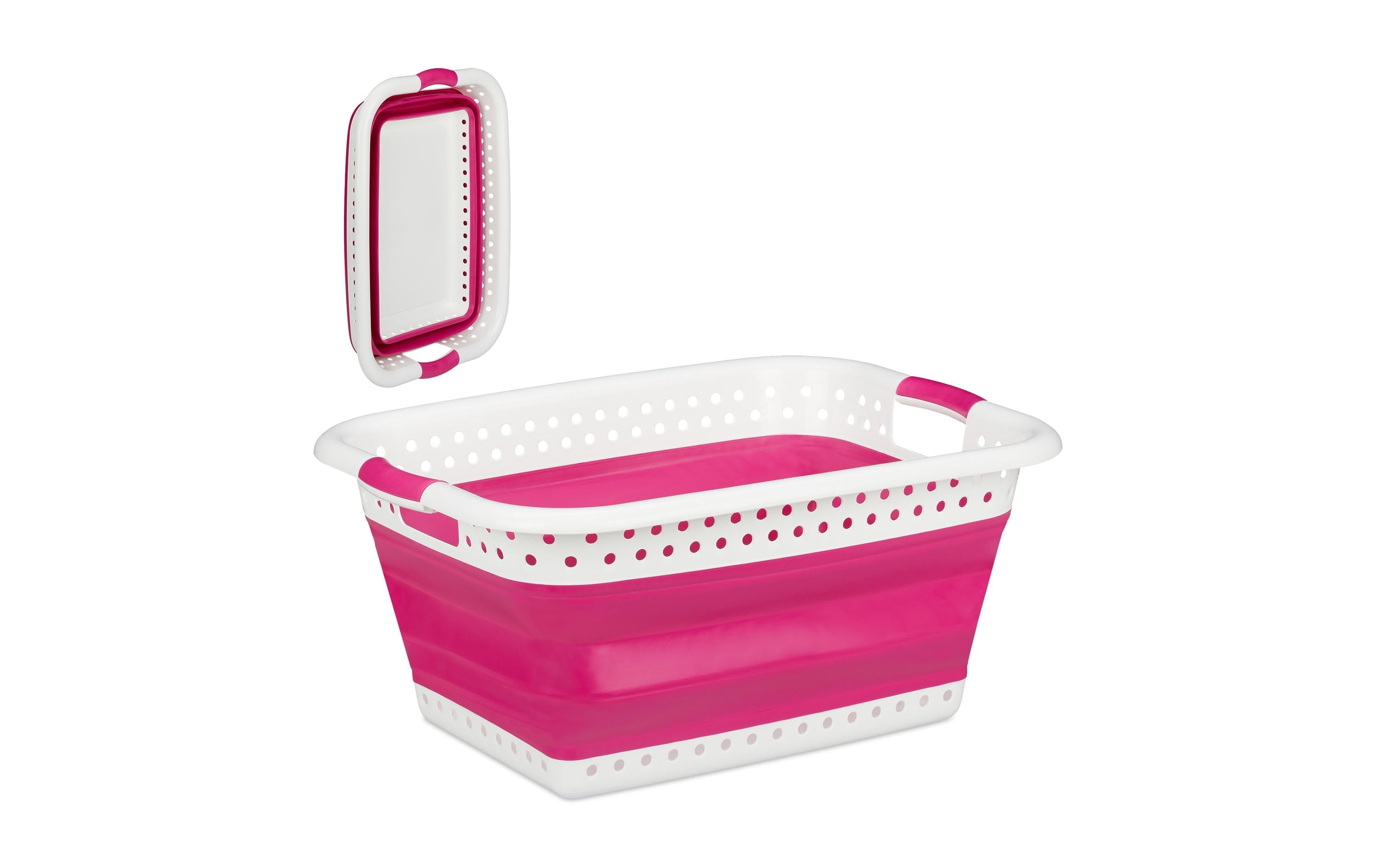 relaxdays Faltbarer Wäschekorb 37 Liter, Rosa