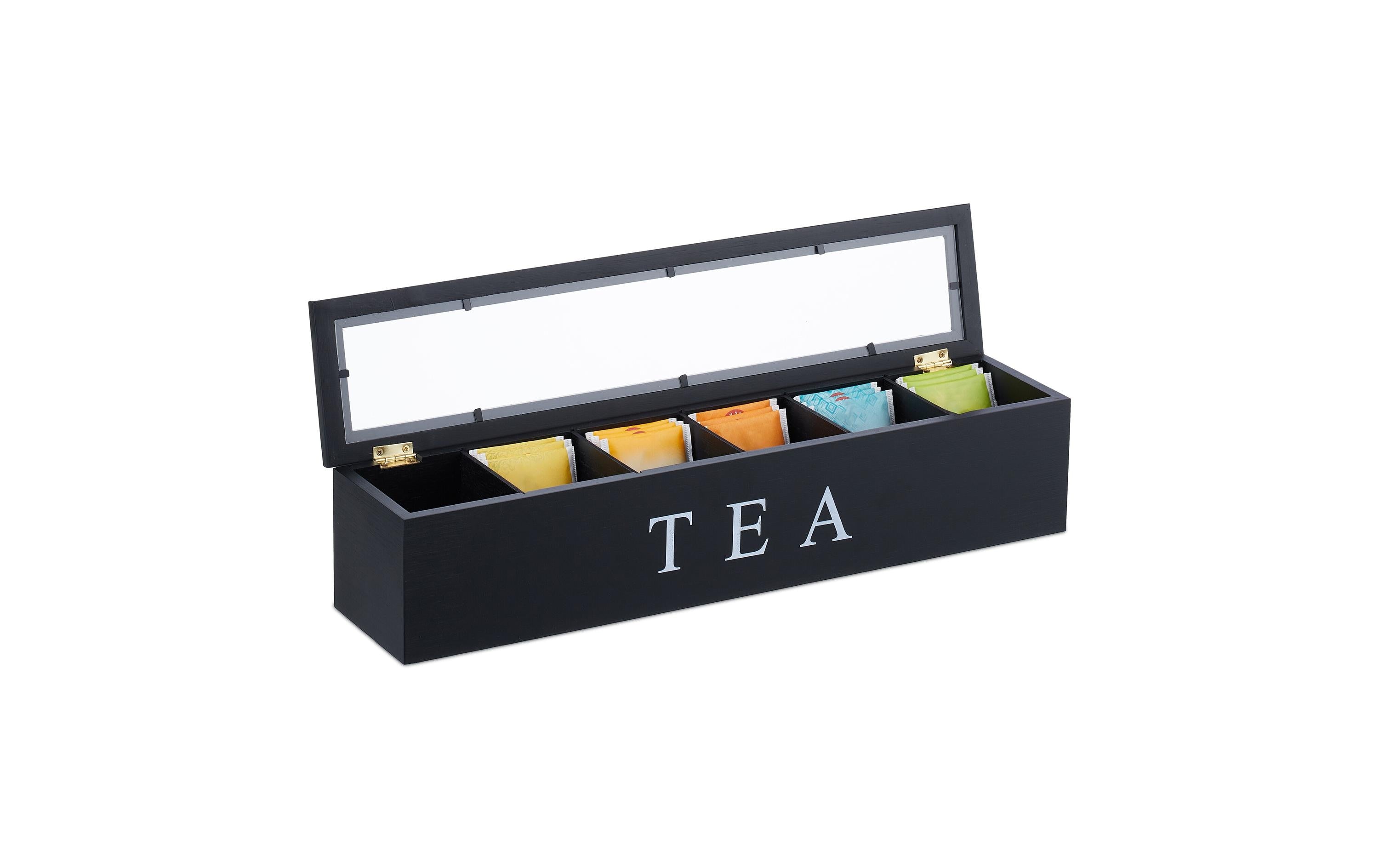 relaxdays Teebeutel-Box Bambus, China, 6 Fächer