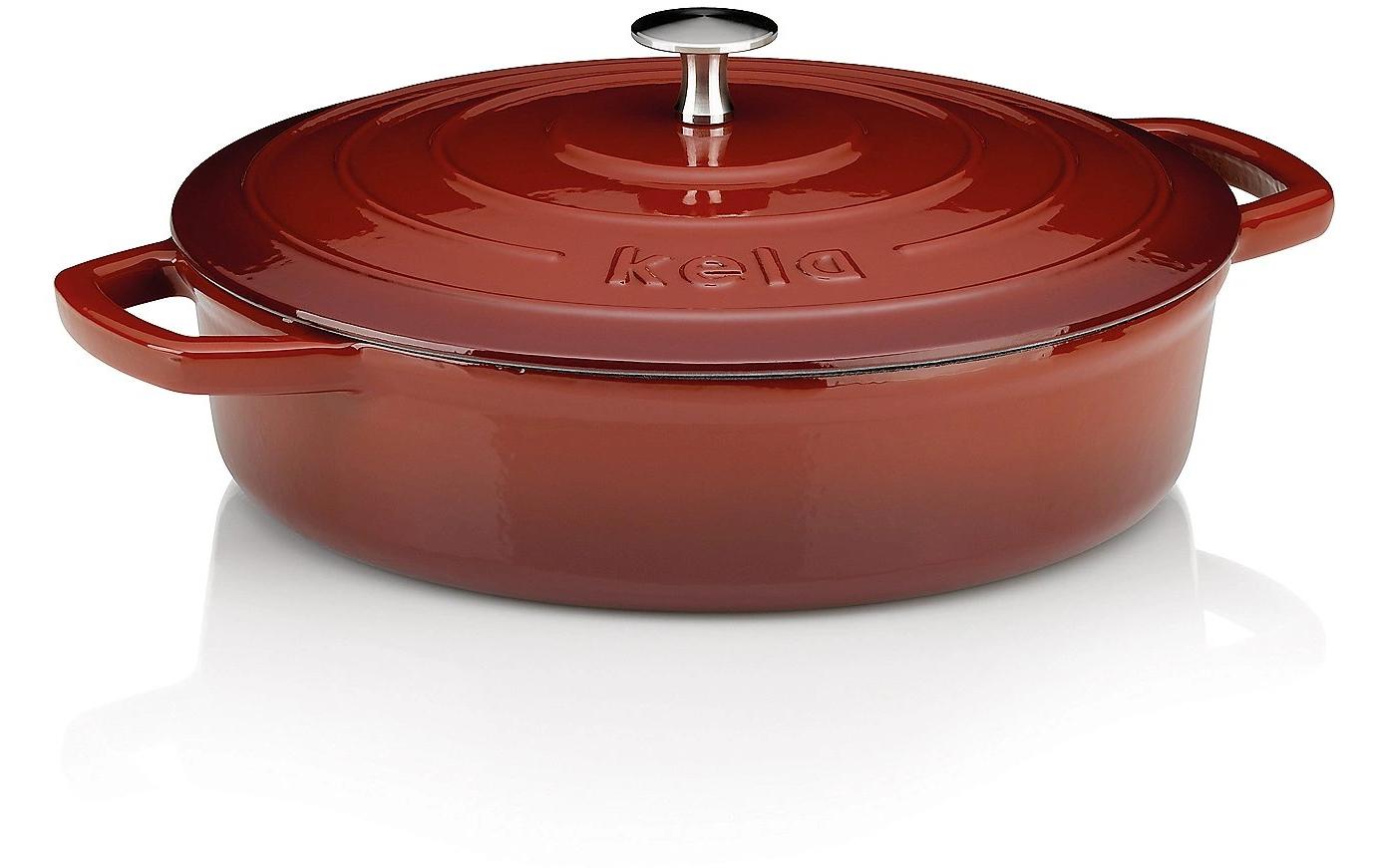 Kela Bräter Calido 28 cm Ø, 3,2 L Gusseisen, Rund/Flach, Rot