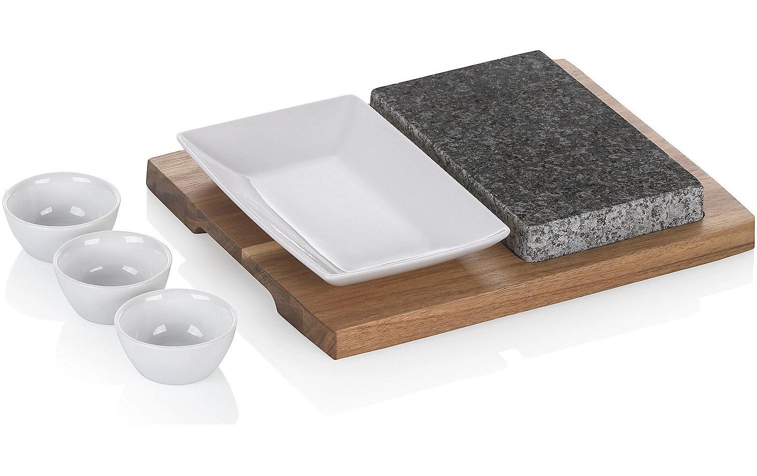 Kela Hot Stone Platte Country XL 6-teilig, Granitstein/Akazie