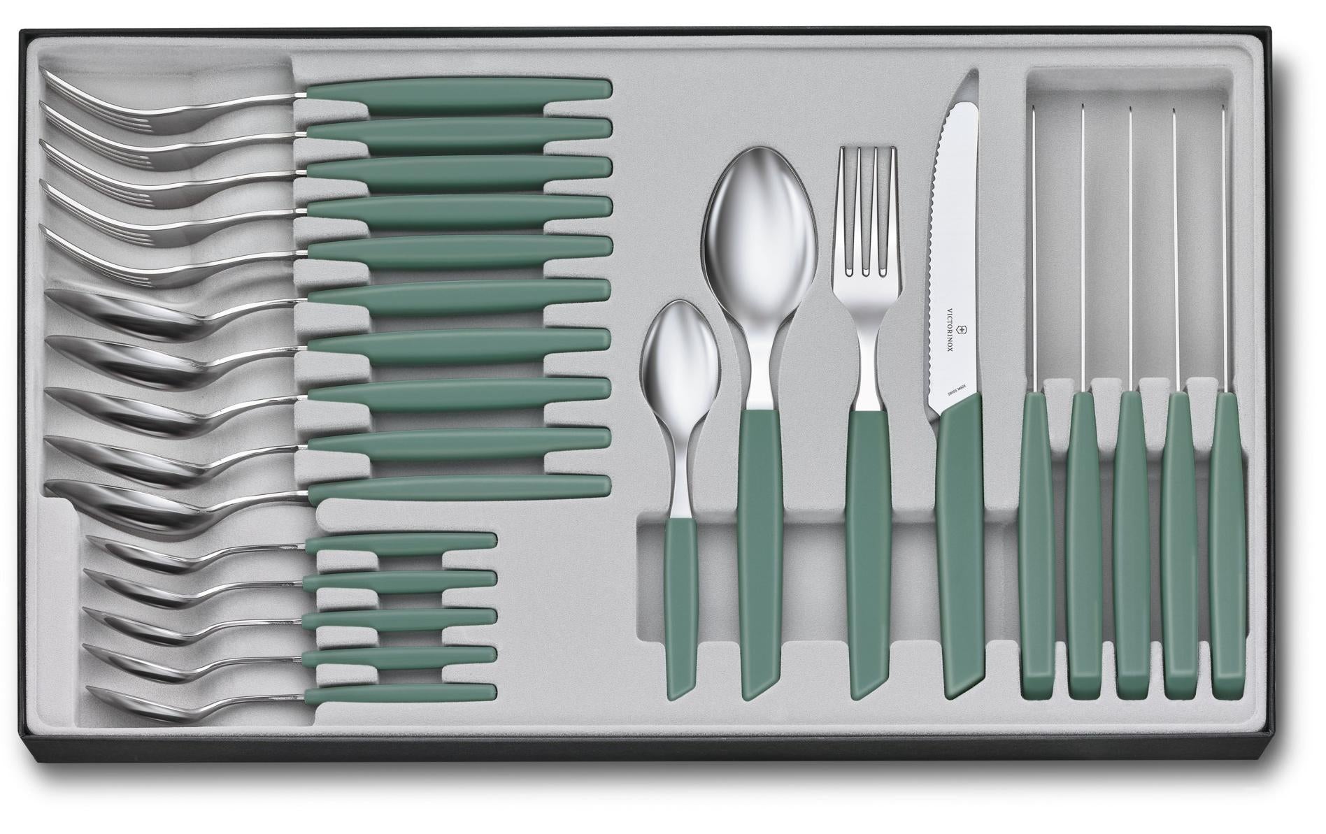 Victorinox Swiss Modern Besteck-Set 24-teilig, sage, PP Copolymere, Tafel
