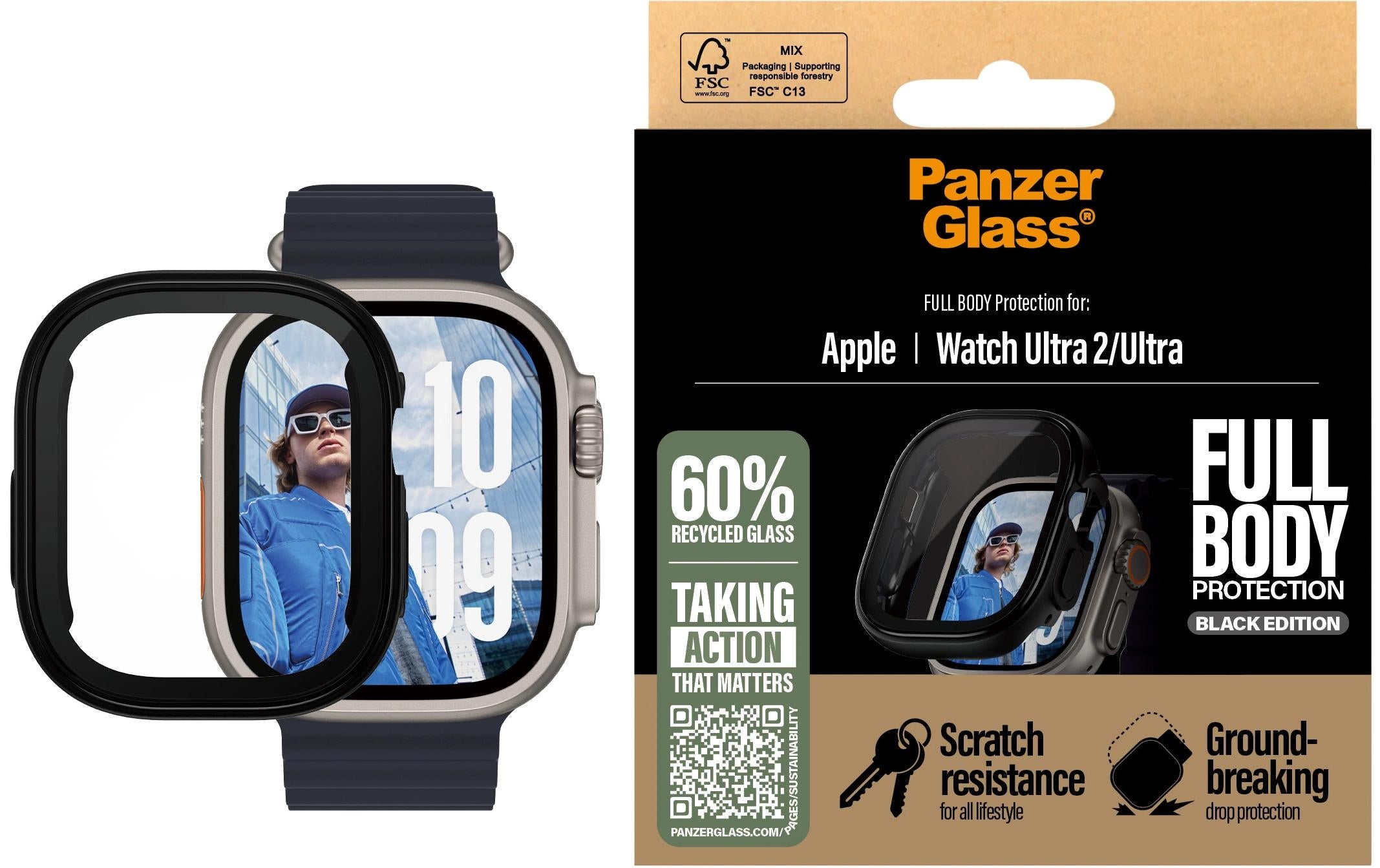 PanzerGlass Full Body (Std), Schwarz Apple Watch Ultra 2 (49mm)