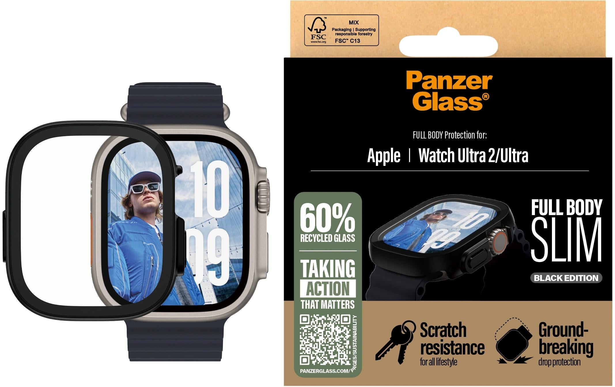 PanzerGlass Full Body (Slim), Schwarz Apple Watch Ultra 2 (49mm)