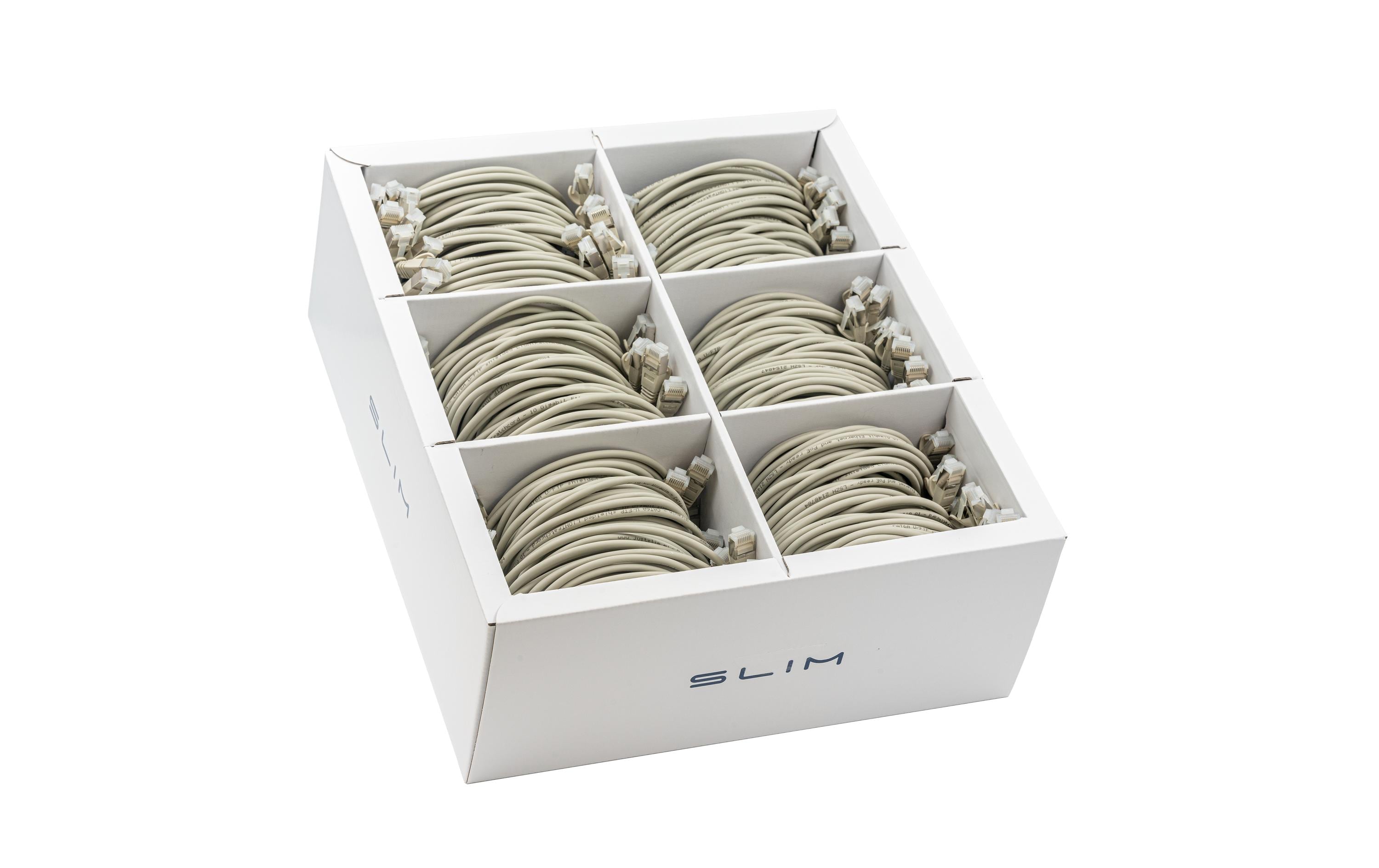 SLIM Patchkabel: 1m, grau, 90-Pack Cat.6A, U/FTP, LSOH, Klinke nicht brechbar