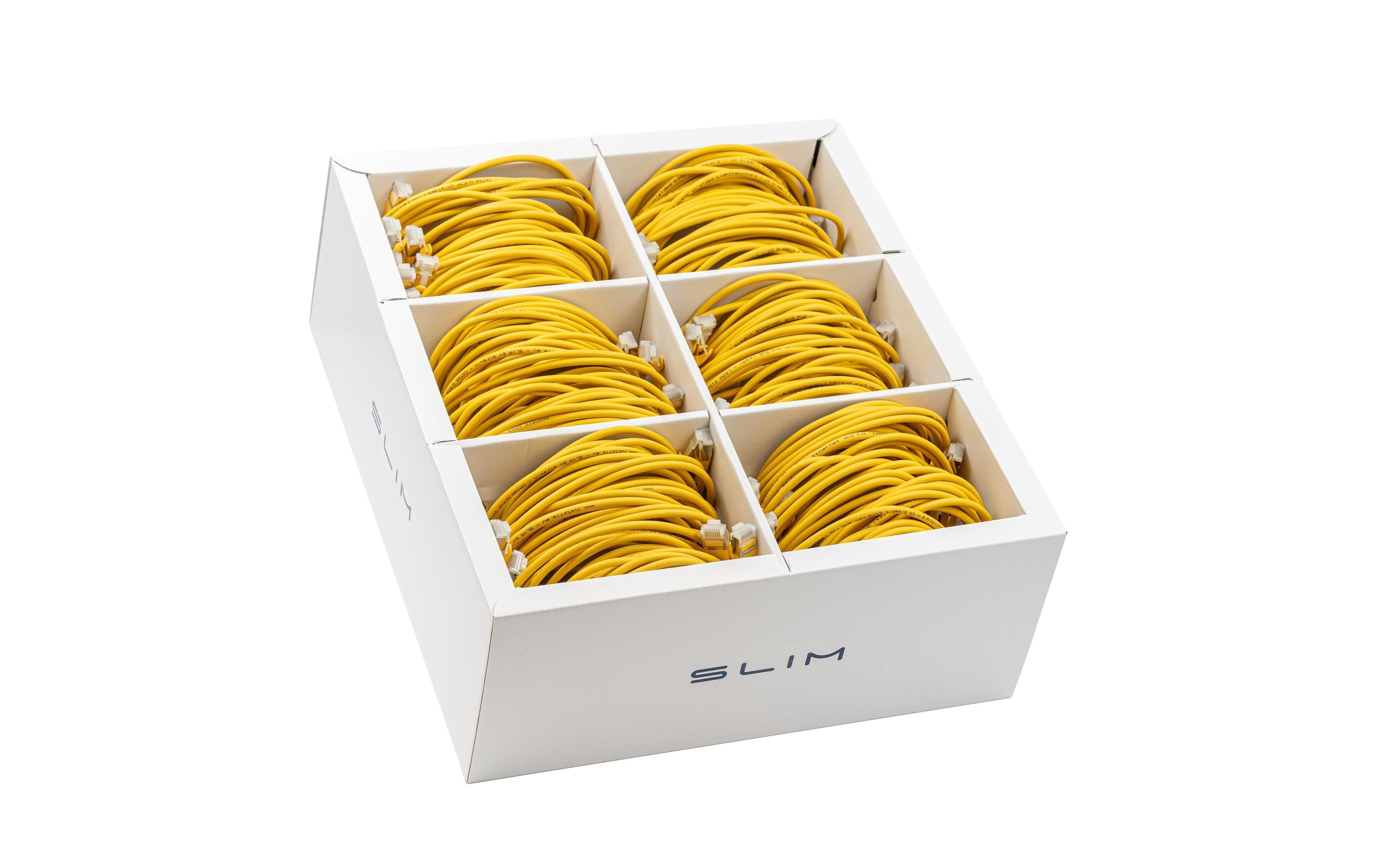 SLIM Patchkabel: 3m, gelb, 36-Pack Cat.6A, U/FTP, LSOH, Klinke nicht brechbar