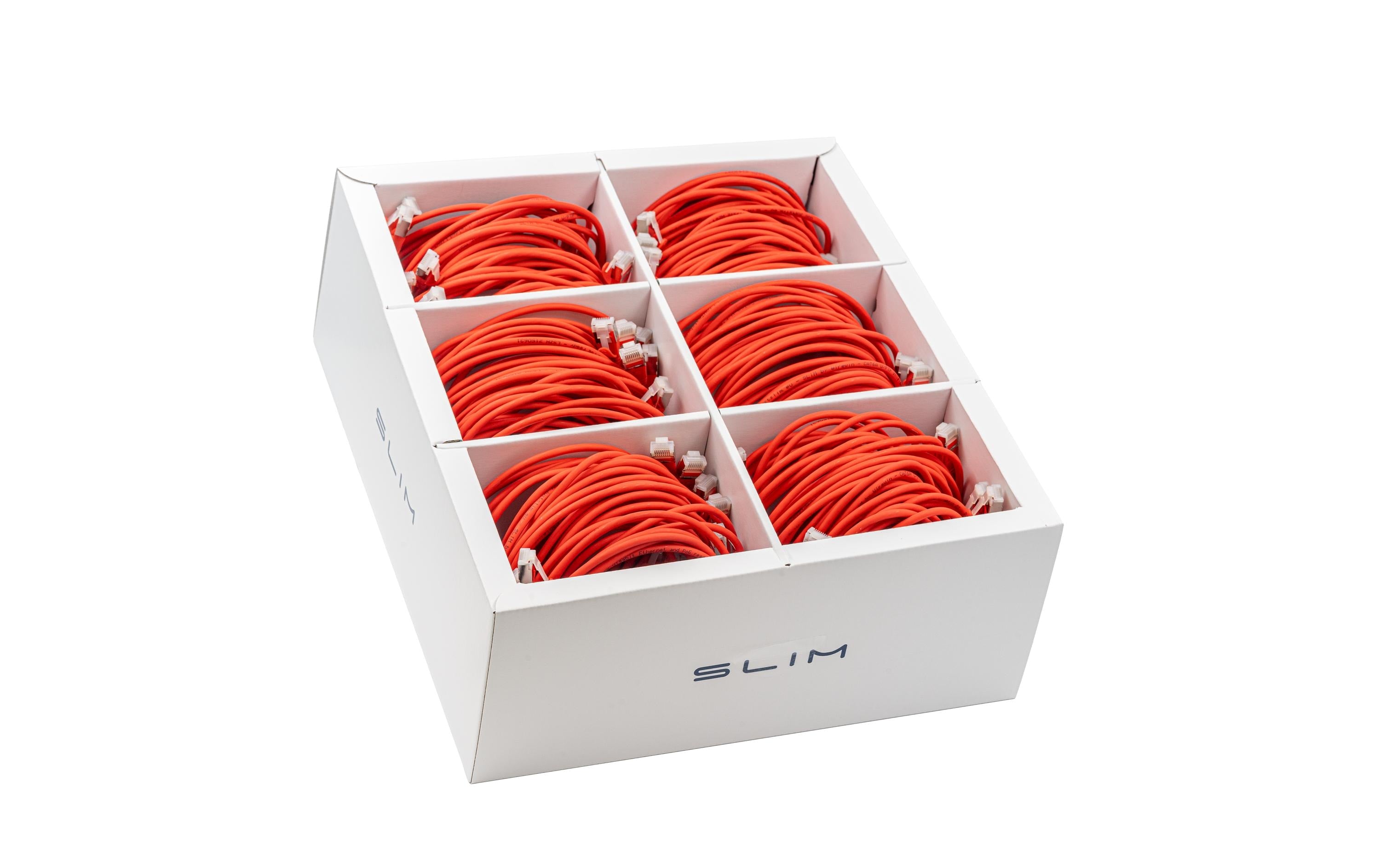 SLIM Patchkabel: 3m, rot, 36-Pack Cat.6A, U/FTP, LSOH, Klinke nicht brechbar