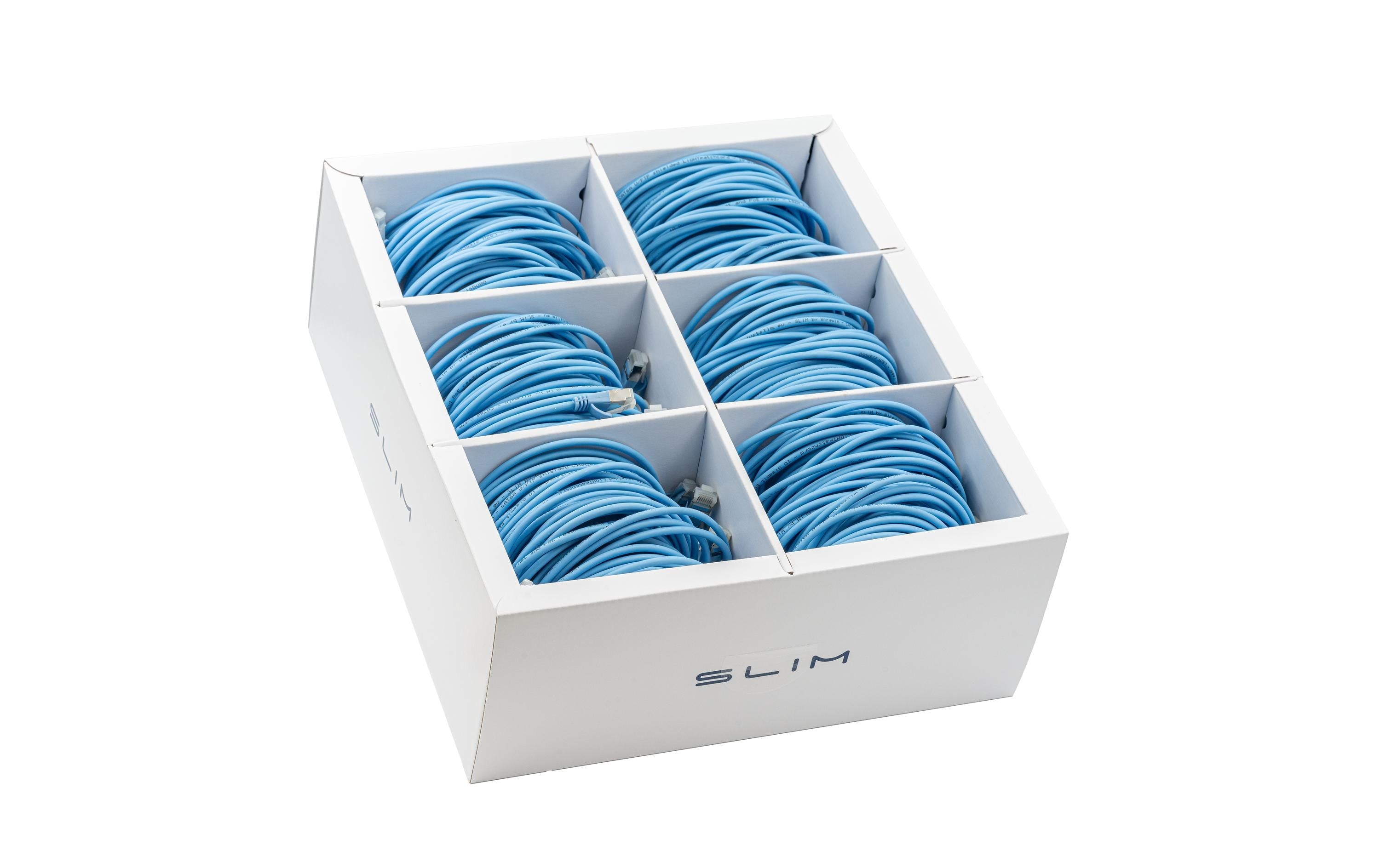 SLIM Patchkabel: 1m, blau, 90-Pack Cat.6A, U/FTP, LSOH, Klinke nicht brechbar