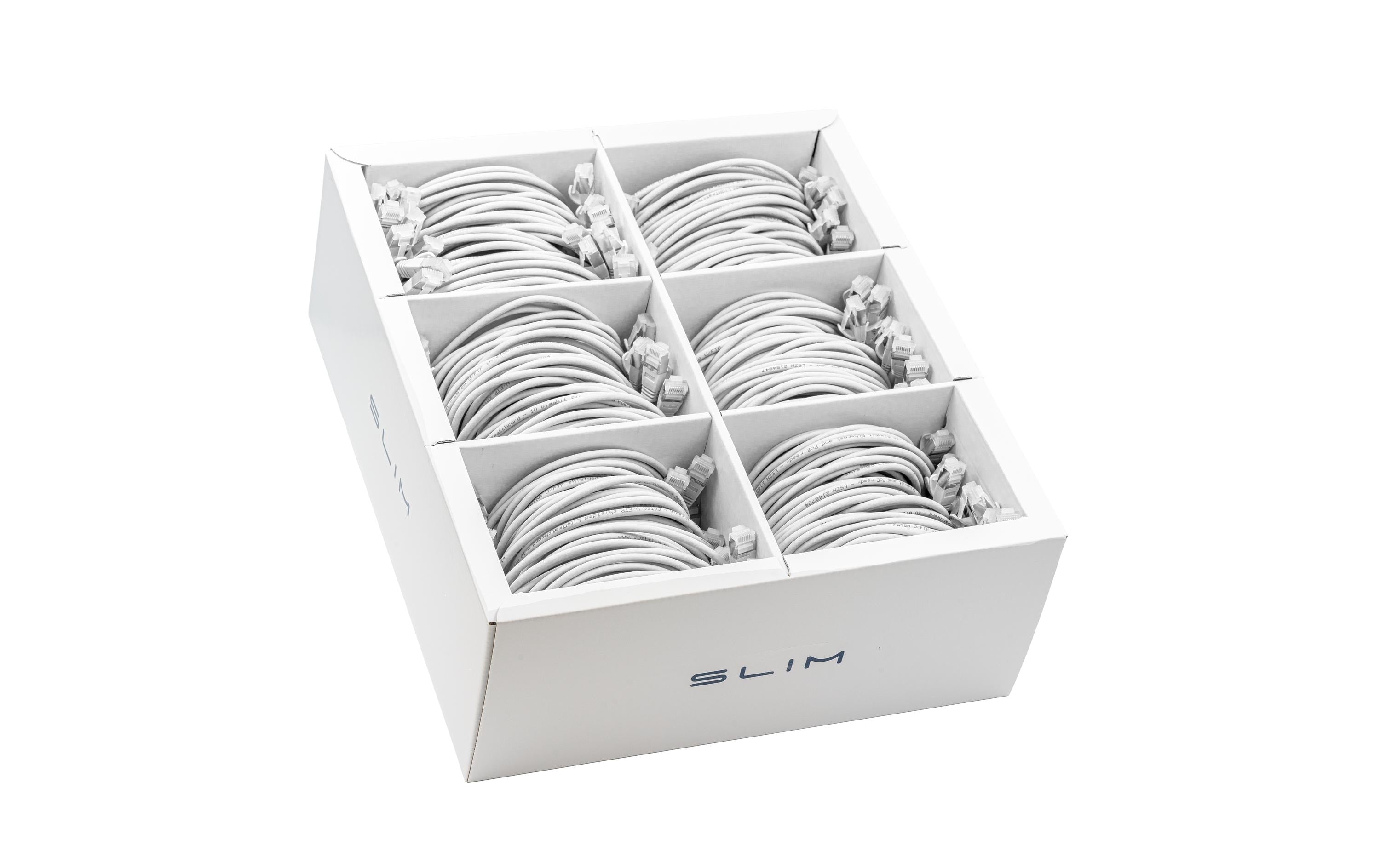 SLIM Patchkabel: 1m, weiss, 90-Pack Cat.6A, U/FTP, LSOH, Klinke nicht brechbar