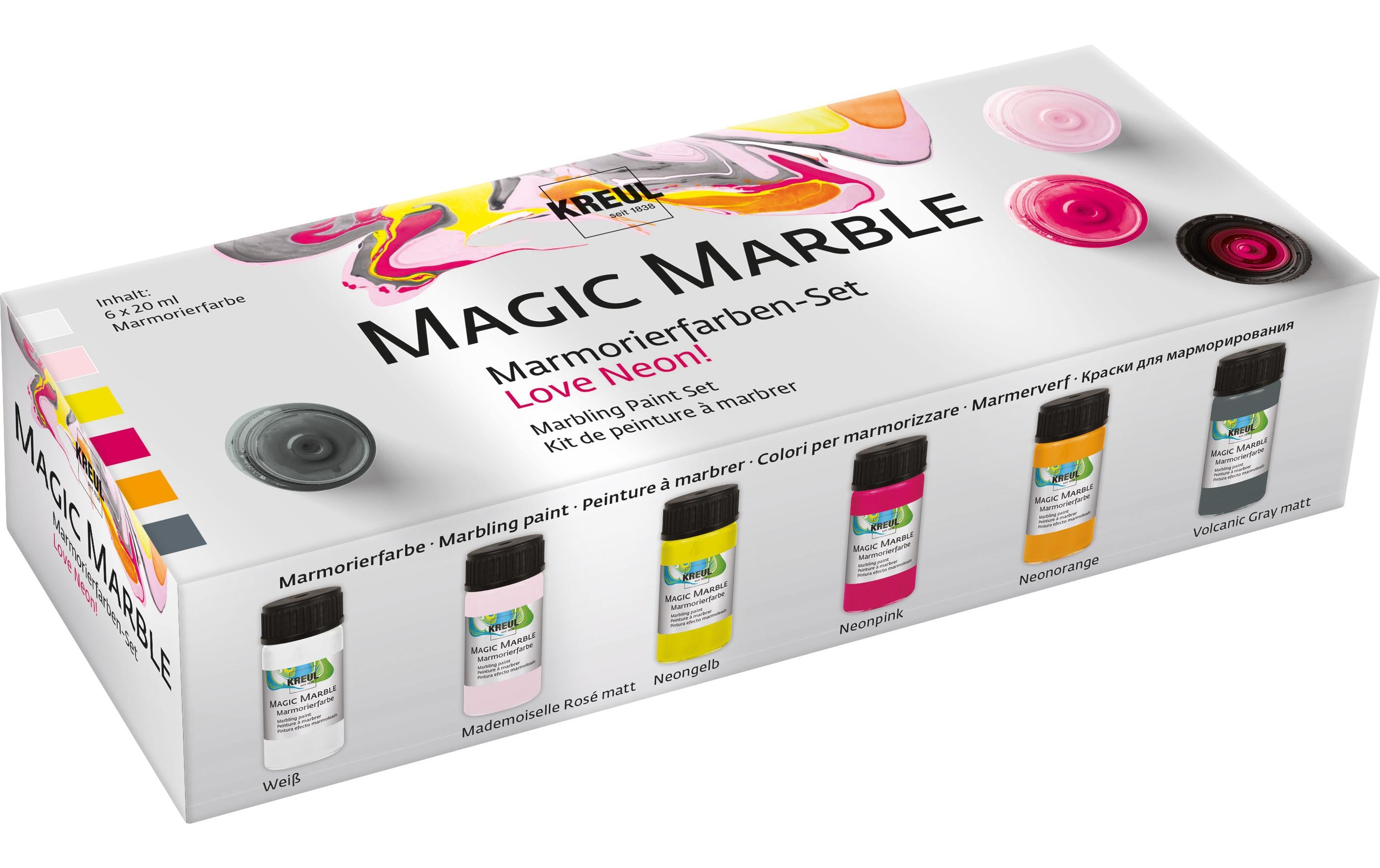 Kreul Marmorierfarben Set Love Neon 20 ml, 6 Stück