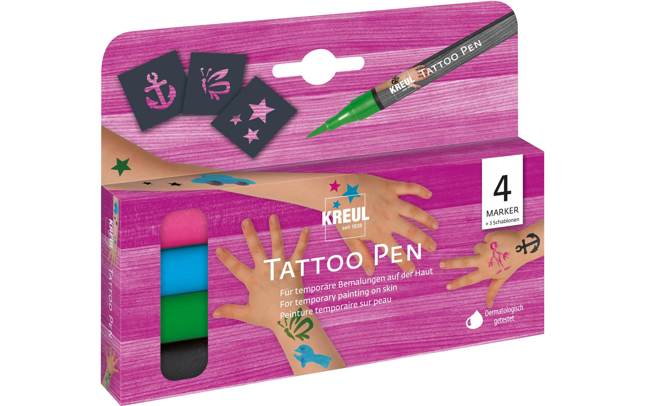 Kreul Tattoo Pen Anker 4 Stück, 3 Schablonen