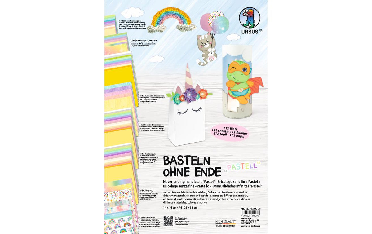 Ursus Bastelblock "Basteln ohne Ende" Pastell, verschiedene Papiere