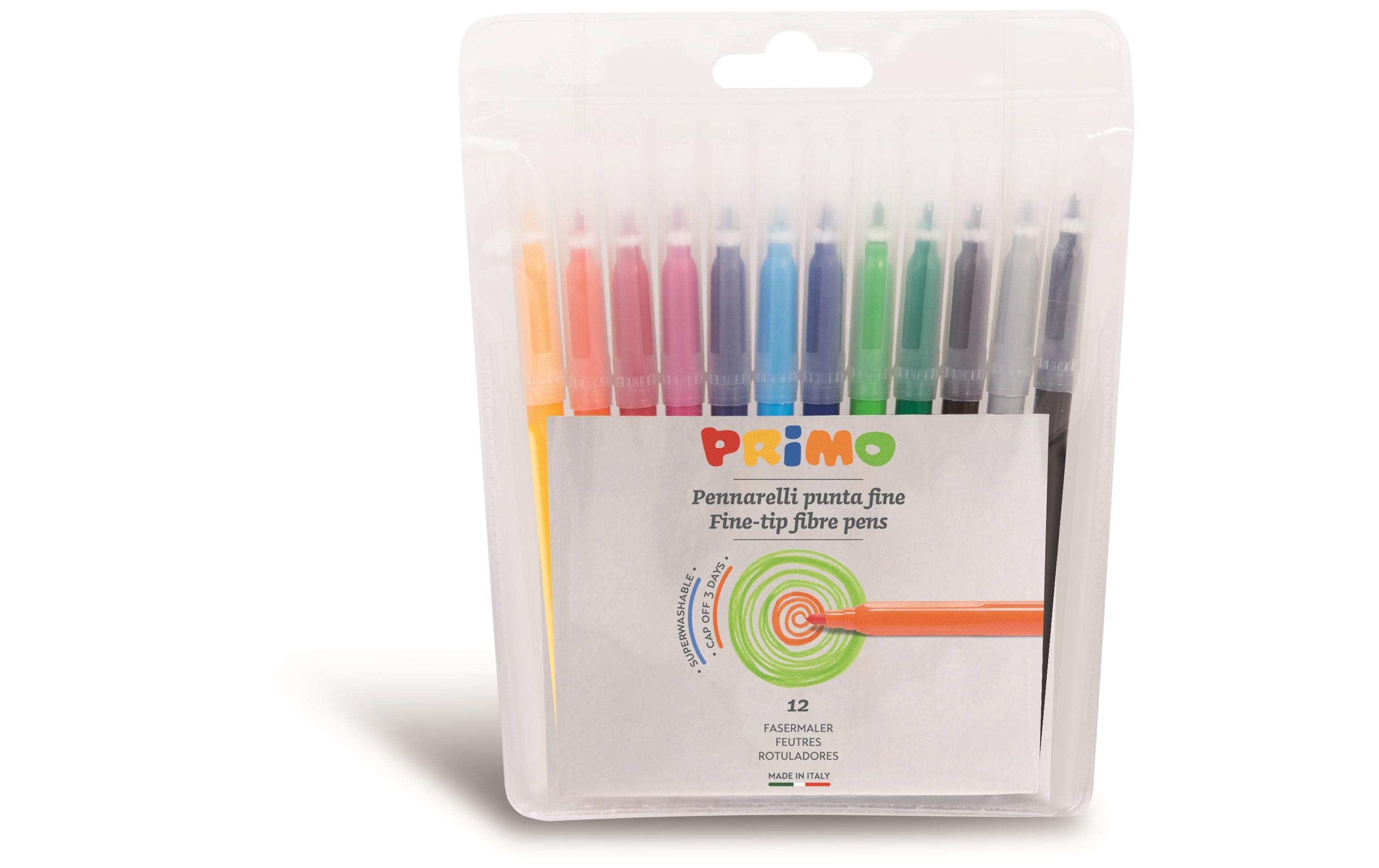 Primo Cap Off Fasermalstift, 12 Stk assortiert