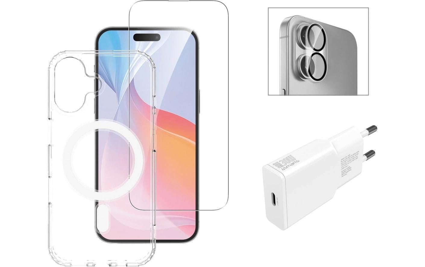 4smarts 3in1 Set, Glas, Cover, Charger iPhone 16