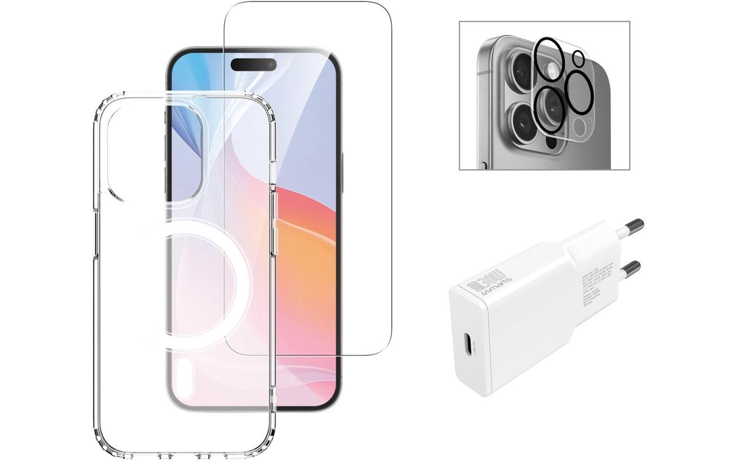 4smarts 3in1 Set, Glas, Cover, Charger iPhone 16 Pro