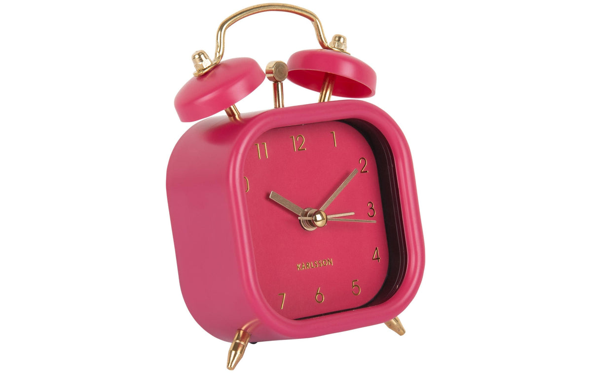 KARLSSON Wecker Metallic Glam square Exkl. 1 x AA Batterie, Dark pink