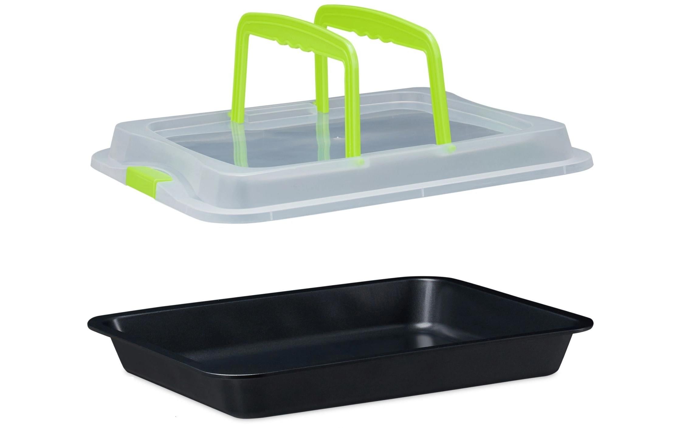 relaxdays Backform Eckig mit Transporthaube, Schwarz/Grün