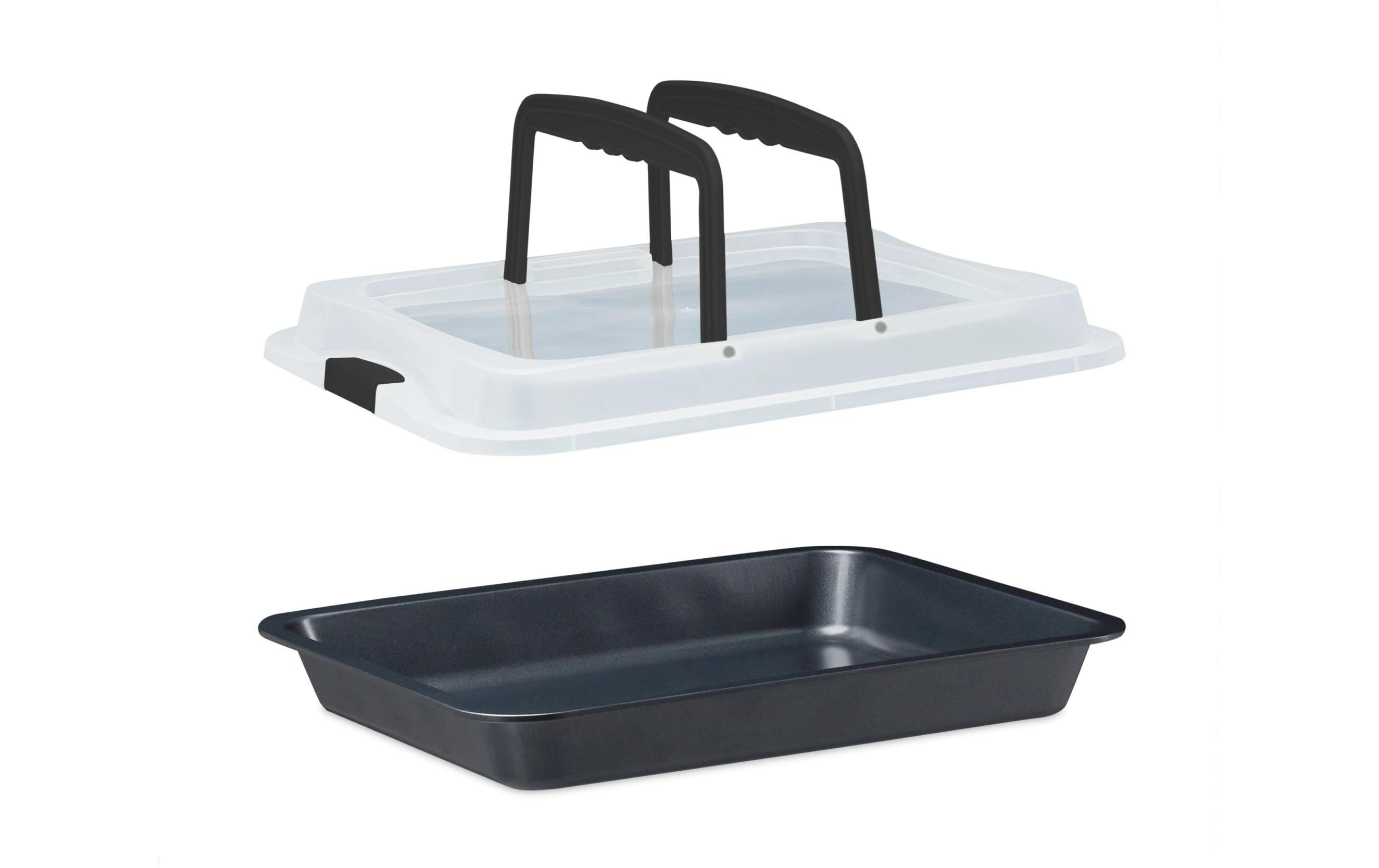 relaxdays Backform Eckig mit Transporthaube, Schwarz