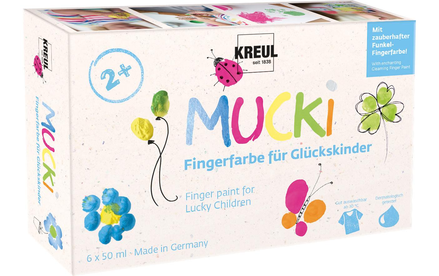 Kreul Mucki Fingerfarbe Set Glückskinder 50 ml, 6 Stück