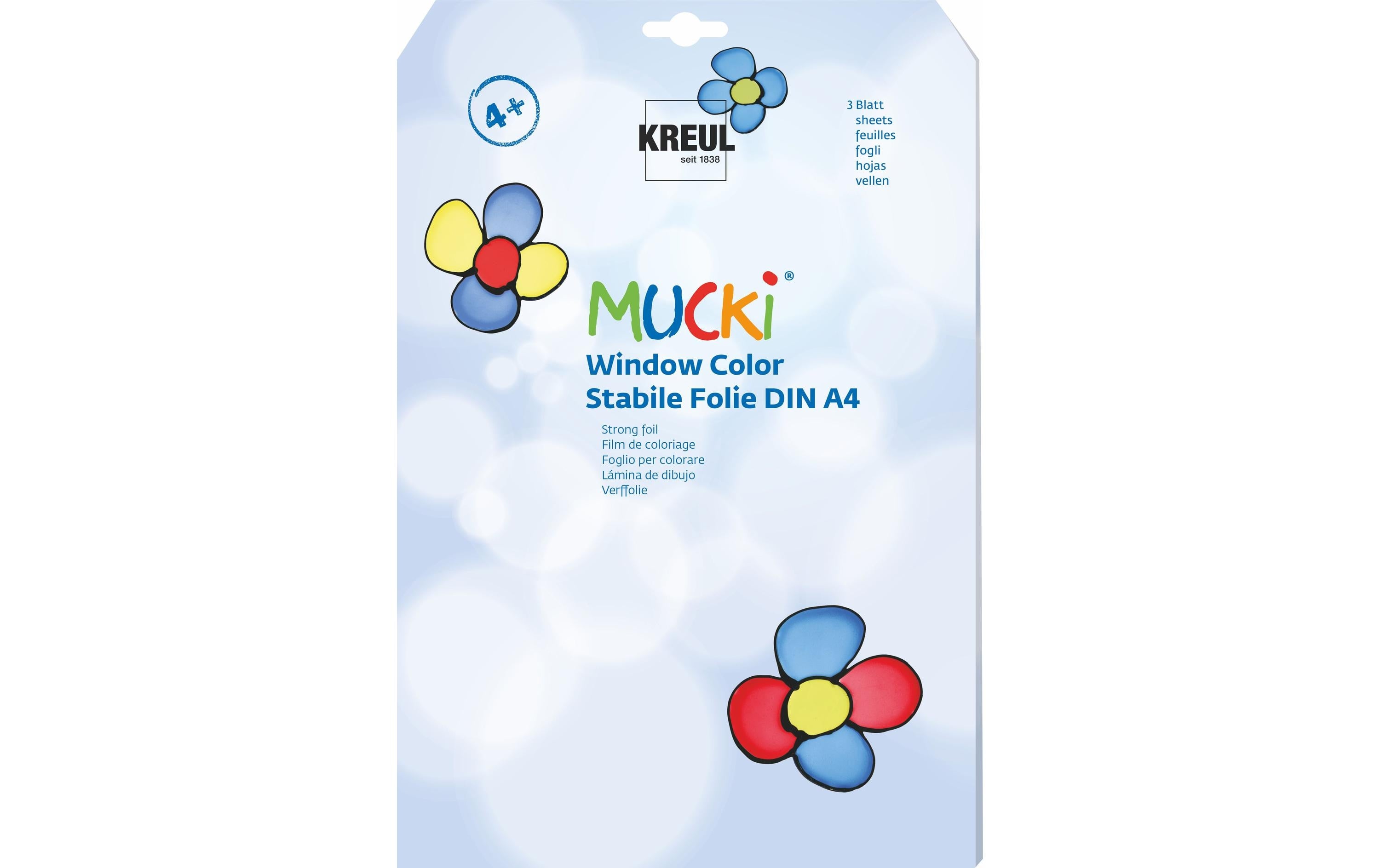 Kreul Mucki Fensterfarbe Folie A4, 3 Blatt
