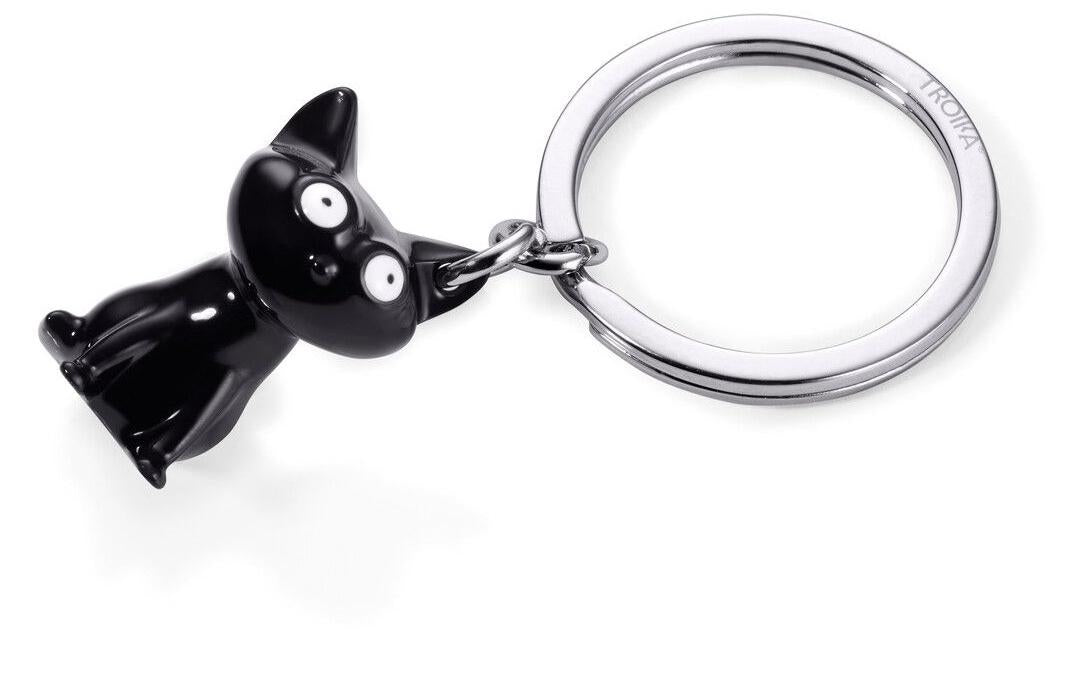 TROIKA Schlüsselanhänger Katze Felix glänzend grau/schwarz