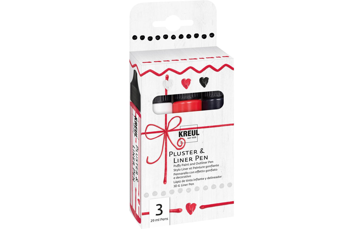 Kreul Pen Liner Set schwarz, weiss, rot 29 ml, 3 Stück