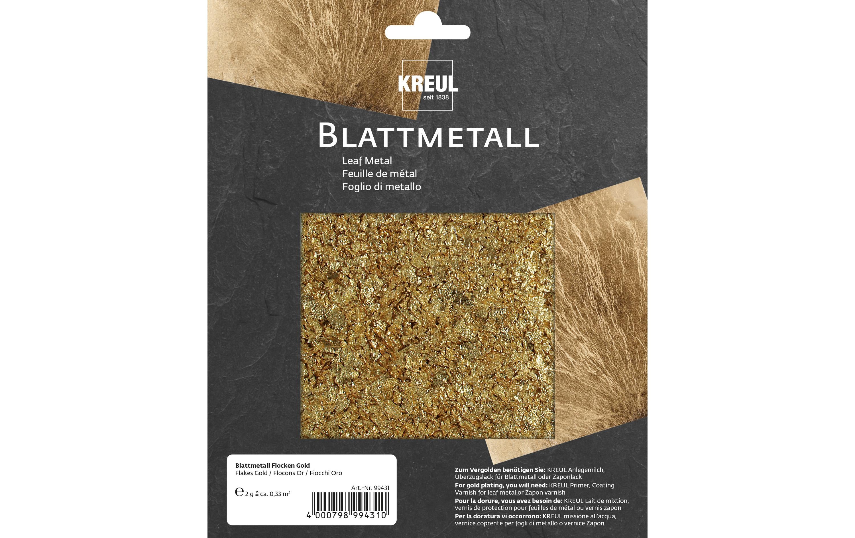Kreul Blattmetall Flocken Gold 2 g, ca. 0,33 m2