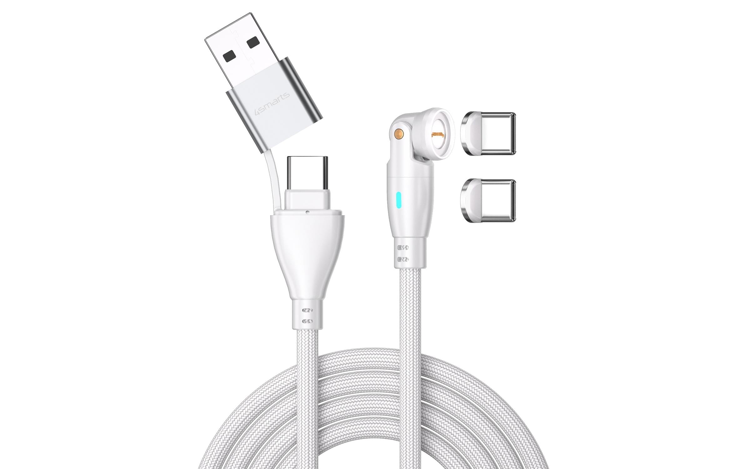 4smarts USB-C/A Kabel, 1.8m, weiss 100W
