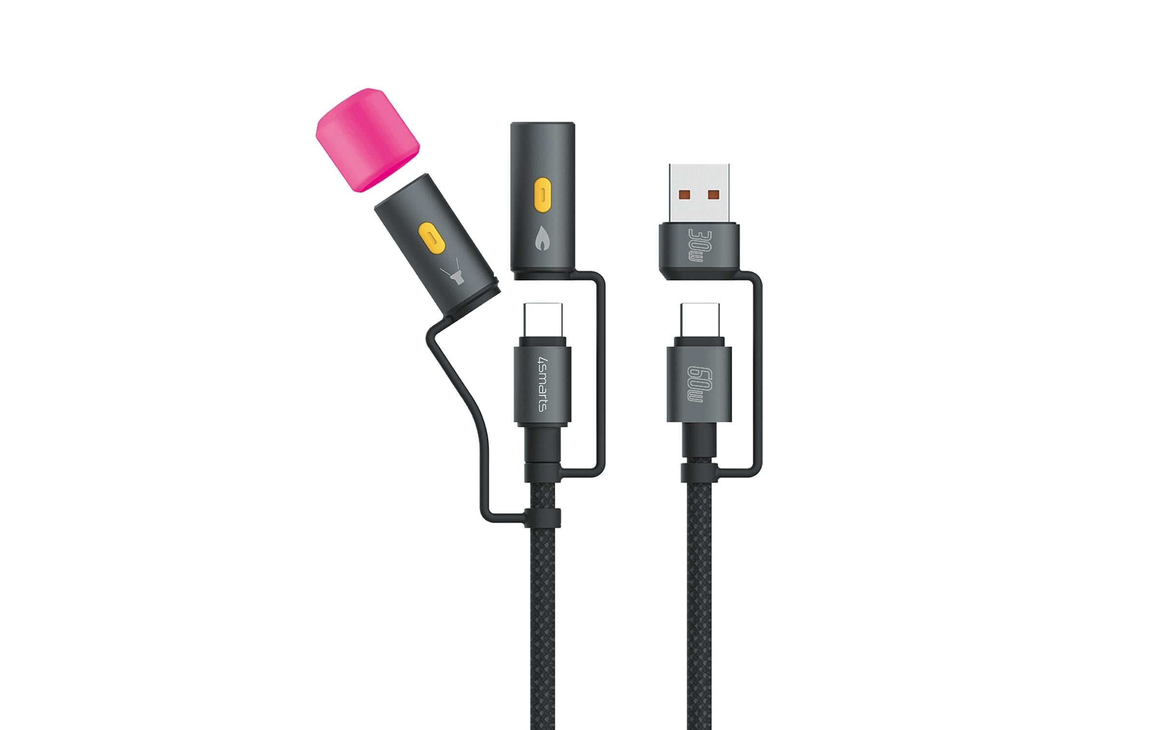 4smarts USB-C Kabelset 4in1 60W, 1m, schwarz