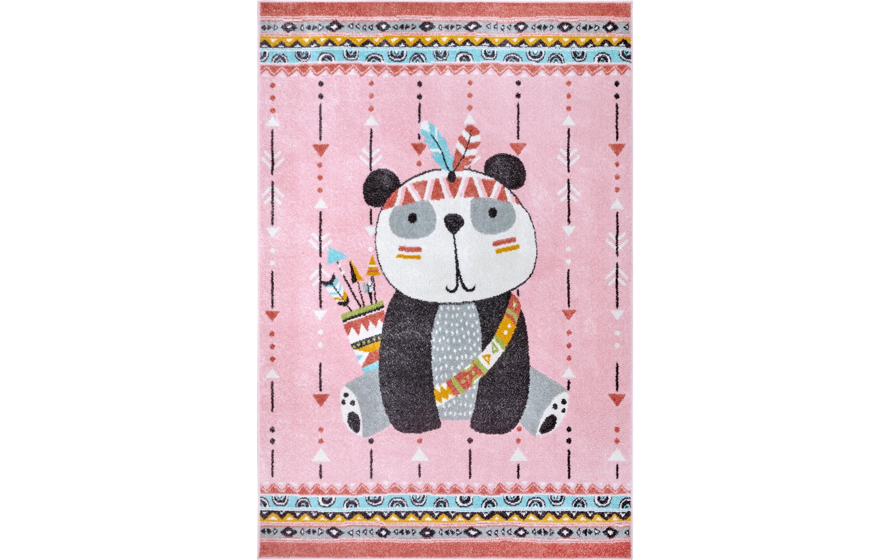 Hanse Home Kinderteppich Panda 100% Polypropylen, 160x235x0.7cm, Rosa