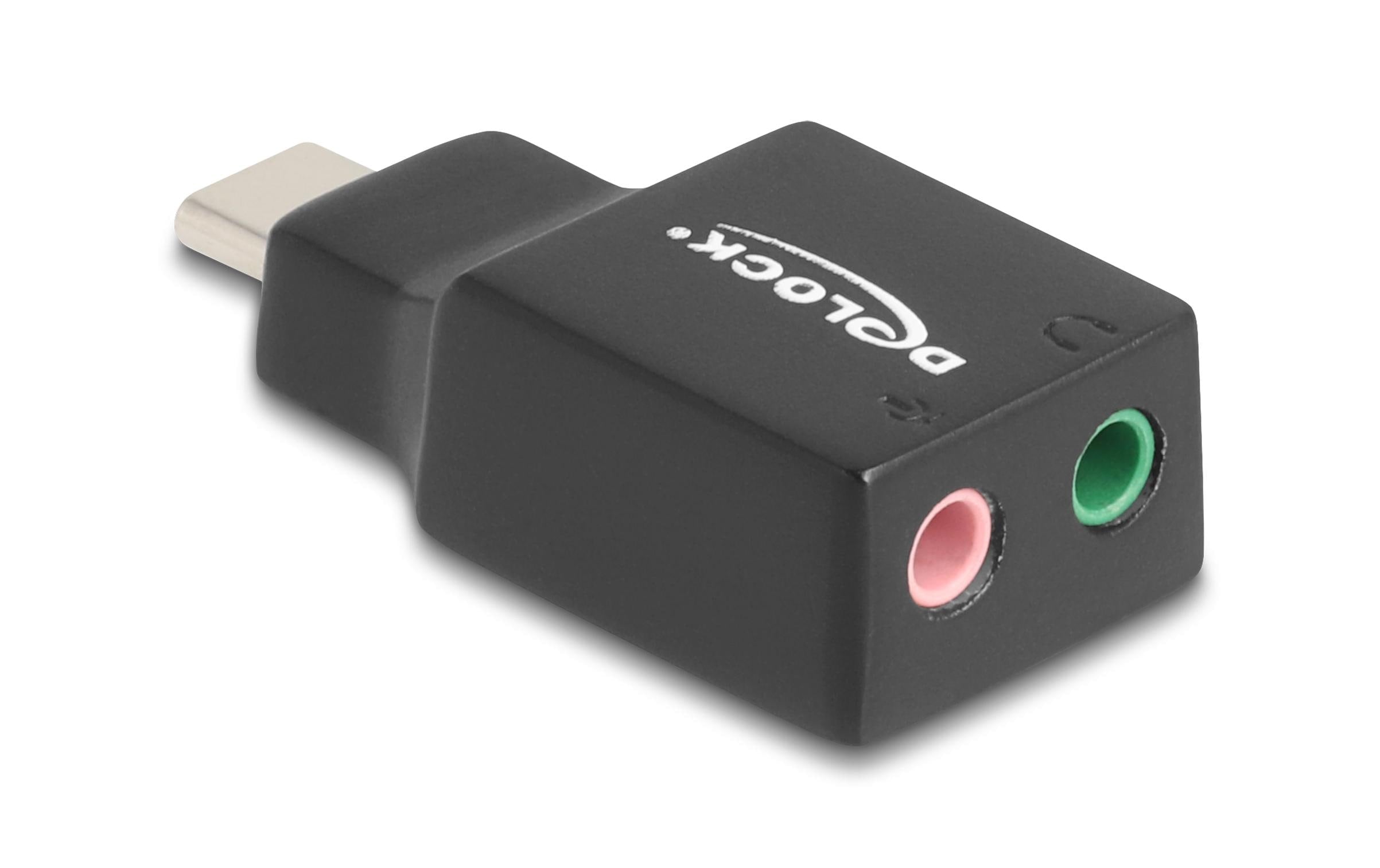 Delock USB-C Stecker-2x3.5mm Klinke Plug&Play Audio Adapter, schwarz