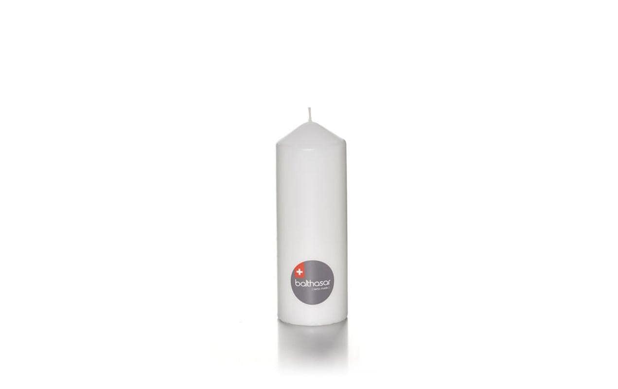 balthasar Zylinderkerze weiss, 1 Stück 7x20 cm (DxH), Brenndauer 90h