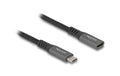 Delock USB-C Verlängerungskabel Stecker zu Buchse, 1m, 100w, grau