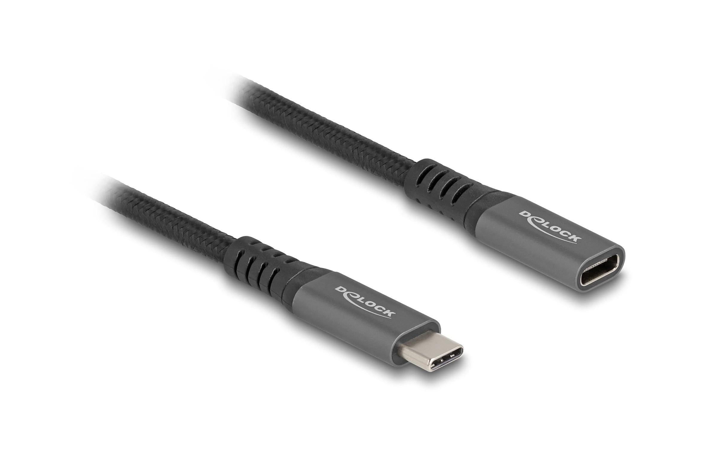 Delock USB-C Verlängerungskabel Stecker zu Buchse, 1m, 100w, grau