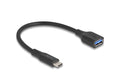 Delock Adapter USB-C zu USB-A, 19cm, 60W Stecker zu Buchse, schwarz