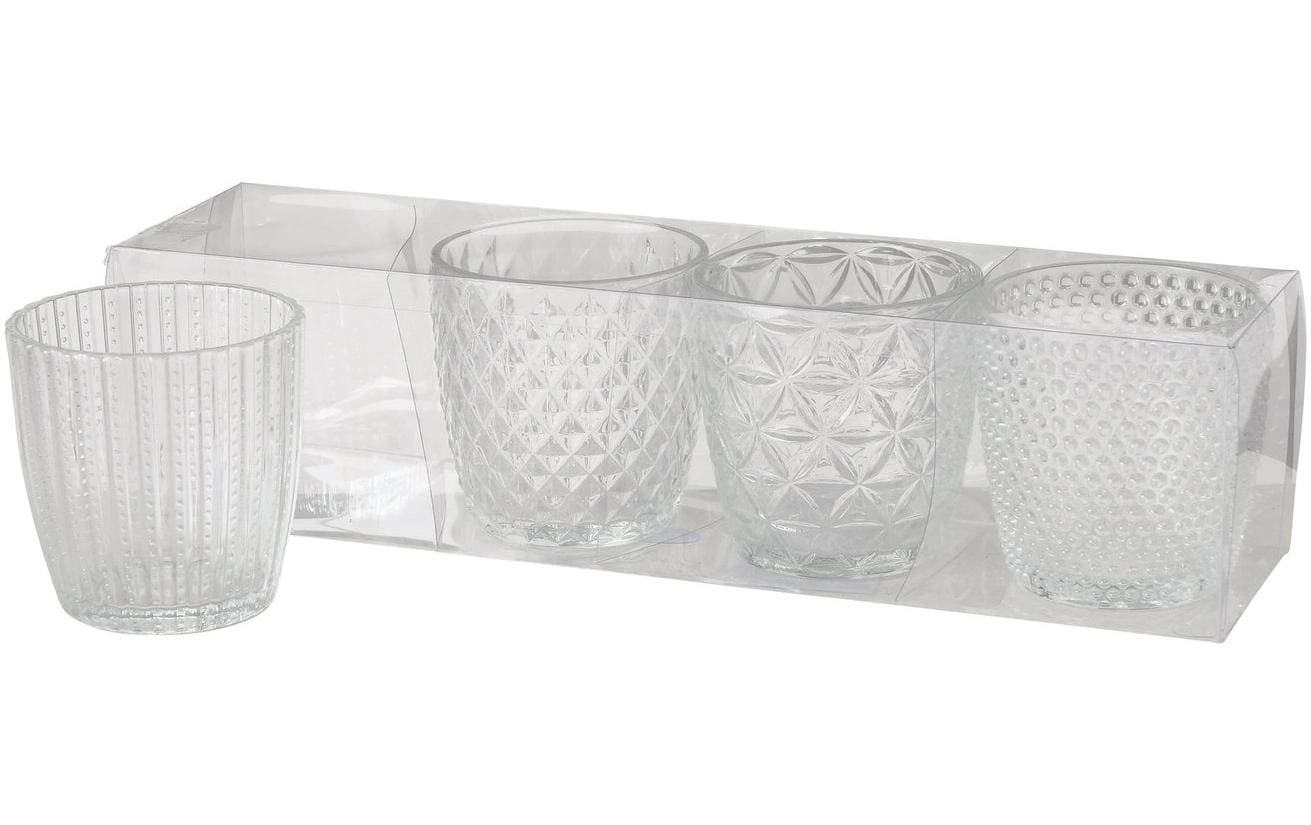 Boltze Windlicht Marilu, Glas, 4er Set transparent, H: 7.5 cm, Ø: 7.5 cm
