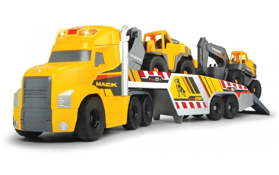 Grosser Mack Truck mit 2 Volvo Fahrzeugen