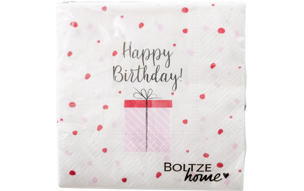Boltze Servietten Happy Birthday 20 Stück, 17x17 cm