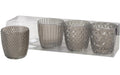 Boltze Windlicht Marilu 4 tlg. H 7.5 cm, Glas lackiert, Dunkelgrau