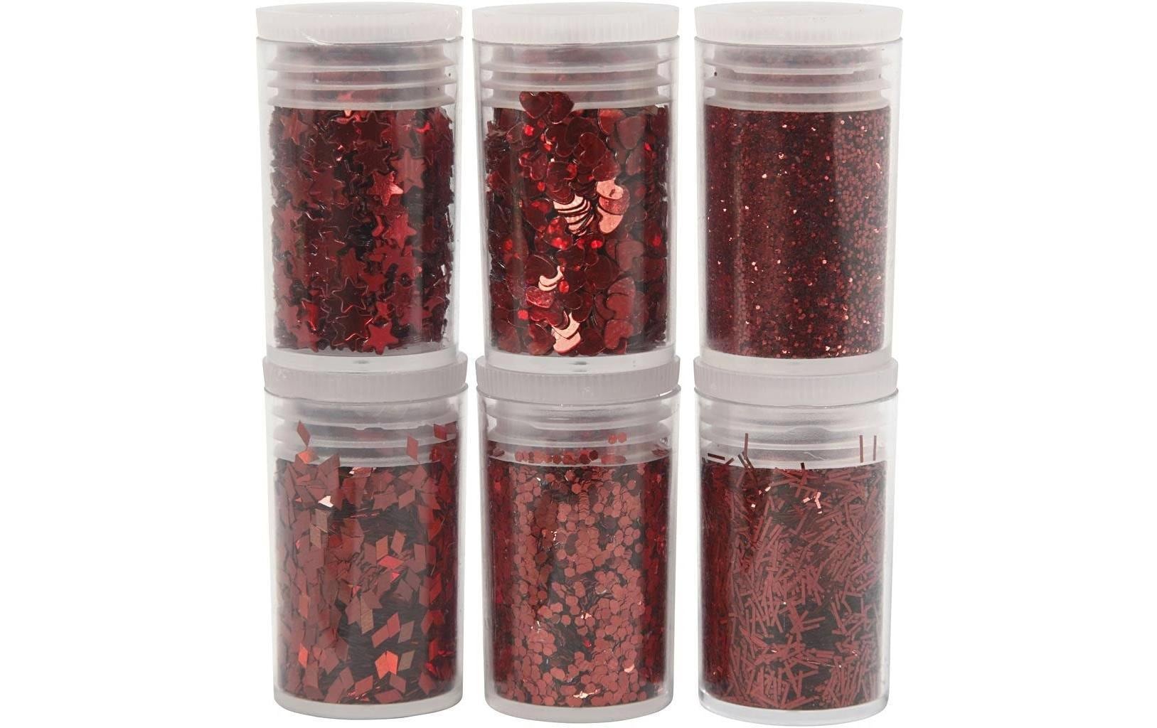 Creativ Company Glitter- und Pailetten-Sor. Bio rot, 6 x 5 g