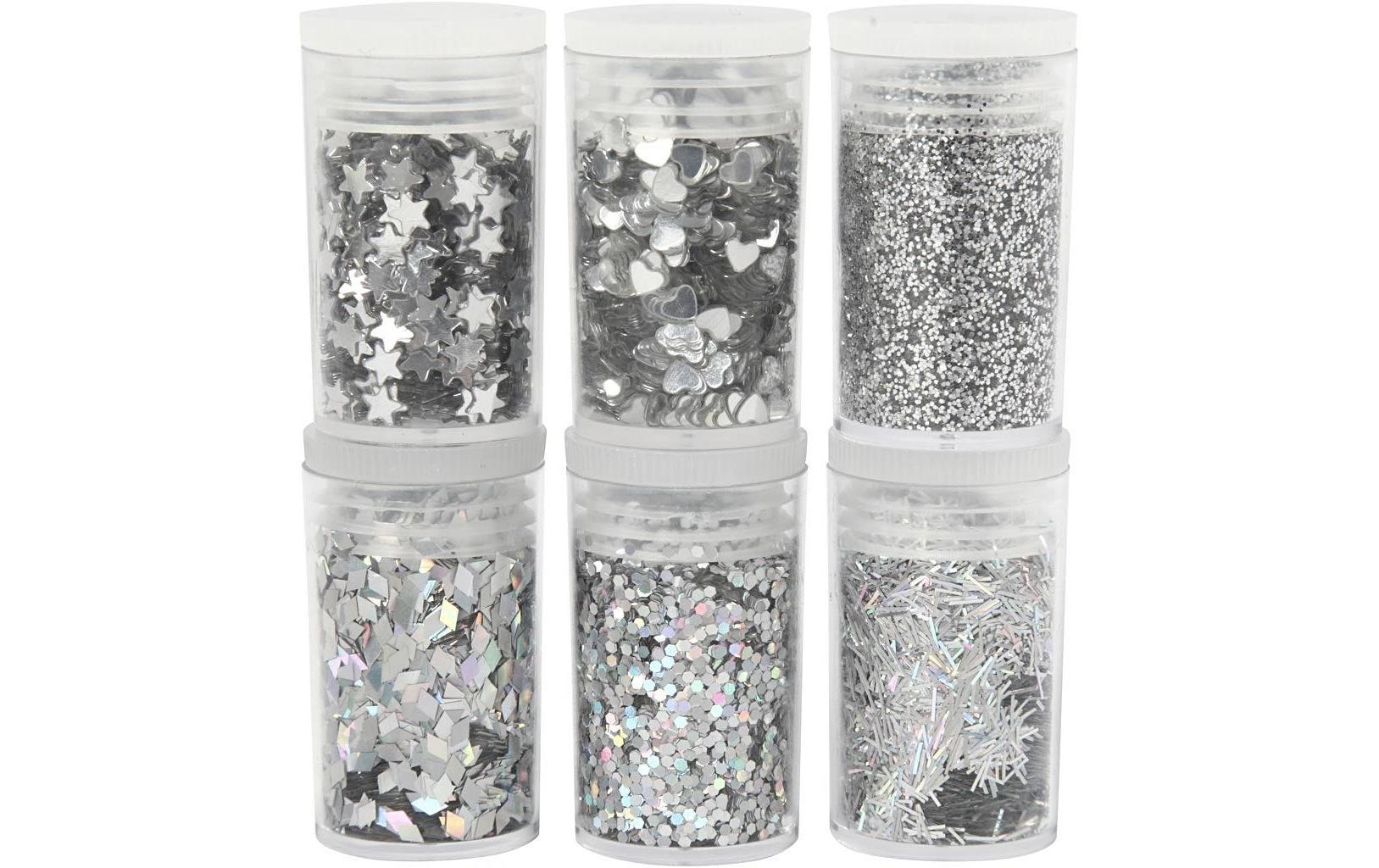 Creativ Company Glitter- und Pailetten-Sor. Bio silber, 6 x 5 g